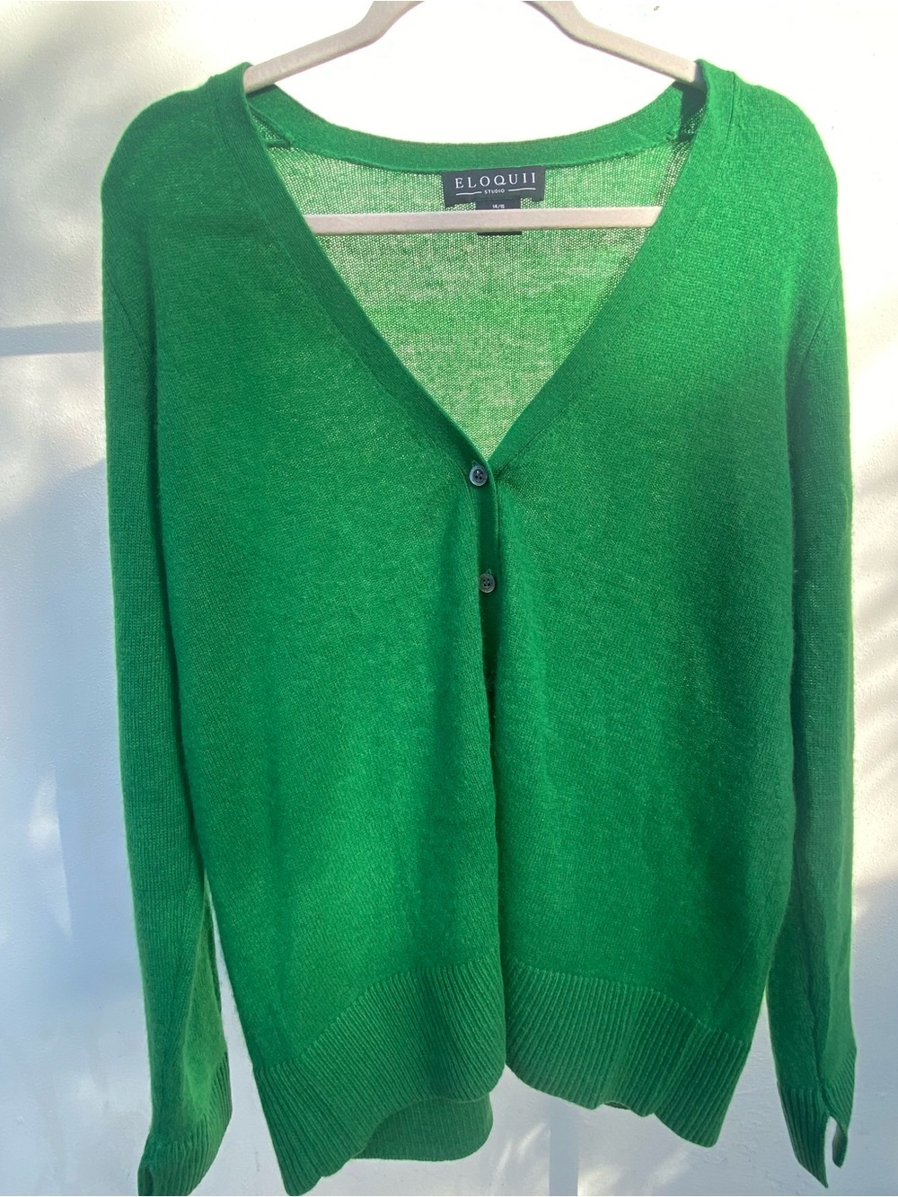 Eloquii 100% Cashmere Kelly Green Cardigan Size 14/16